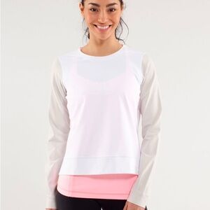 Lululemon run: warm up crew white/dune size 6
